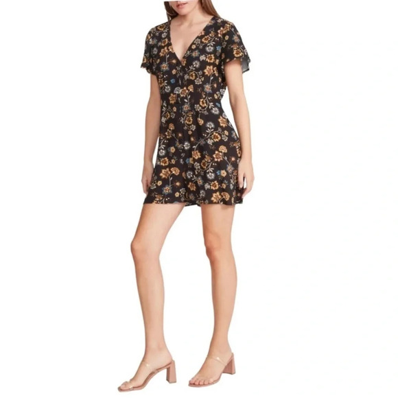 BB DAKOTA Steve Madden Fall Floral Button Front Romper NWT Size Large - Picture 2 of 8
